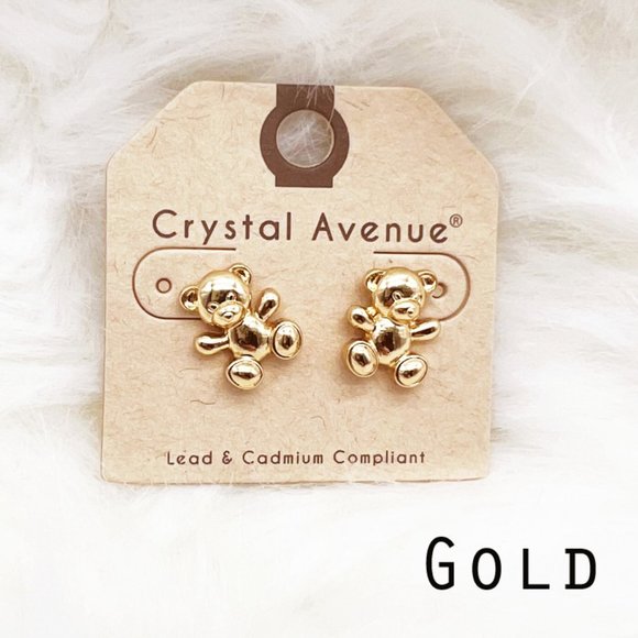 NEW Cuddly Teddy Bear Dainty Cute Kawaii Angelcore Stud Earrings Gold or Silver - Picture 5 of 15